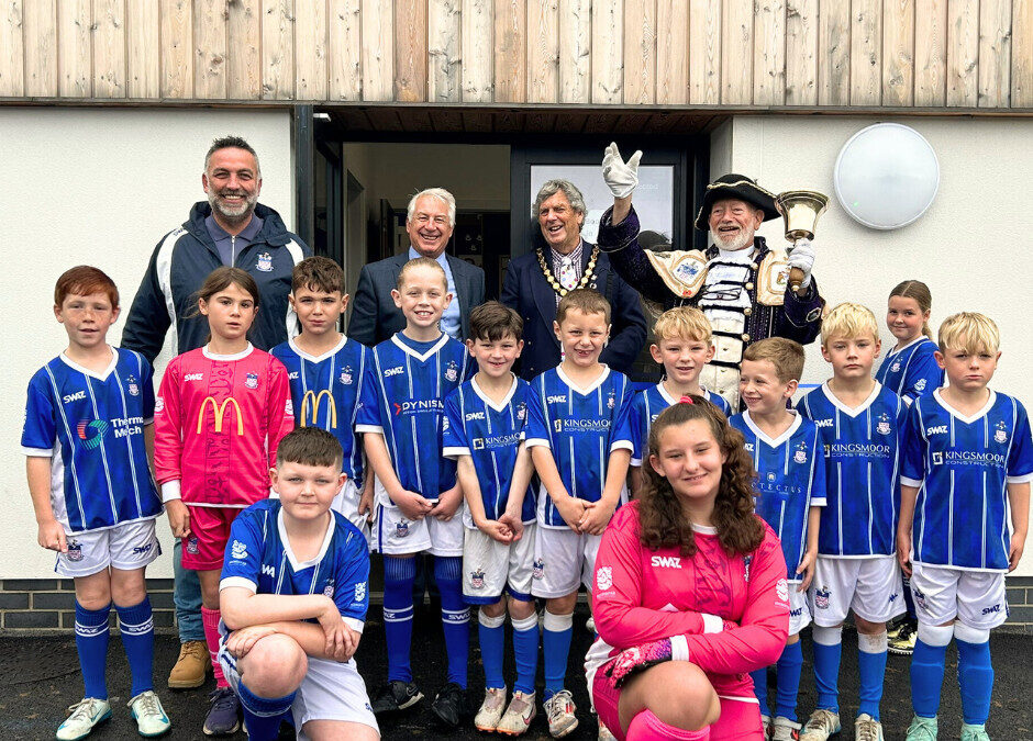 Exmouth Deputy Mayor and Town Crier launch Exmouth Town Football Club’s new sports pavilion